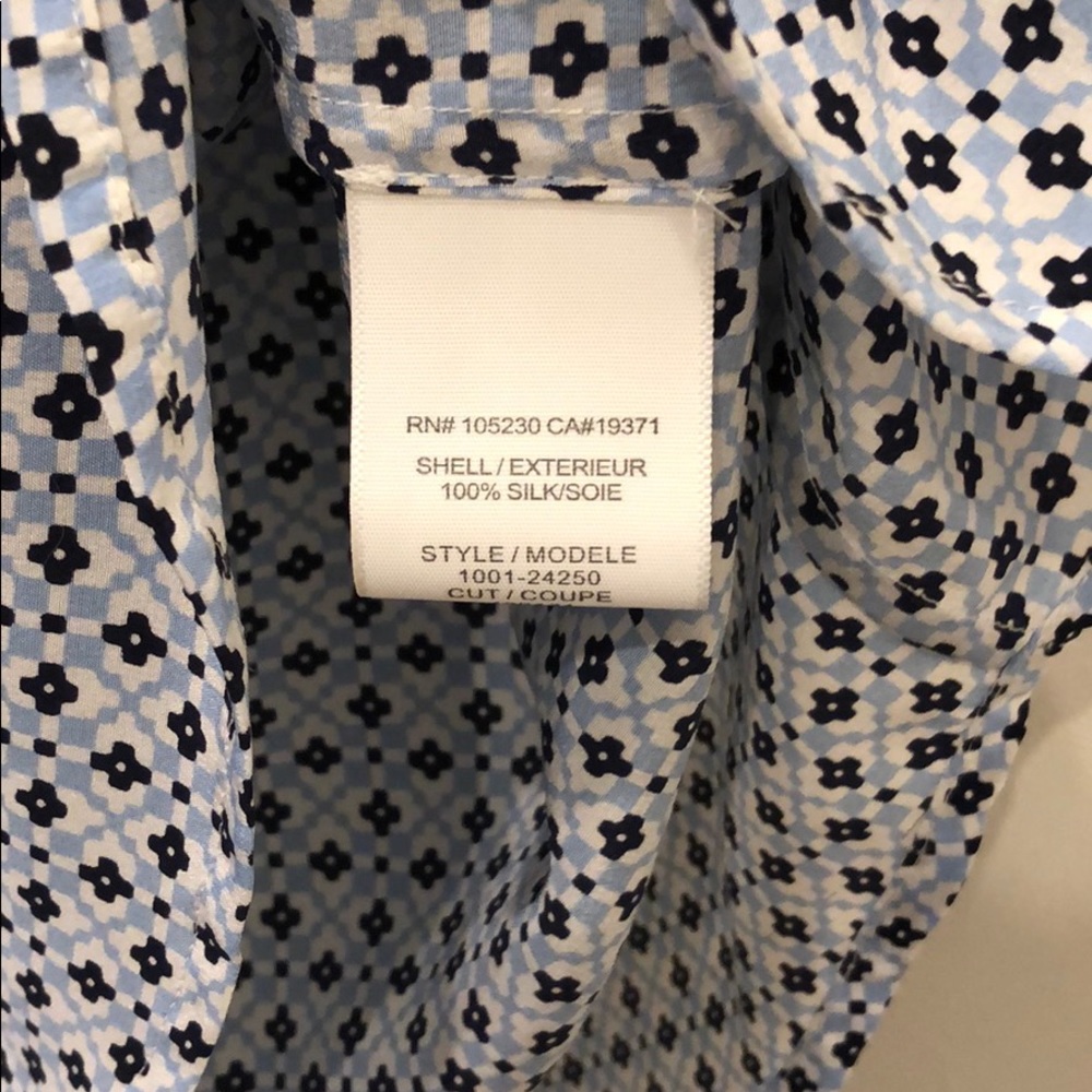 Joie Blue Geometric Silk Blouse - Picture 5 of 5